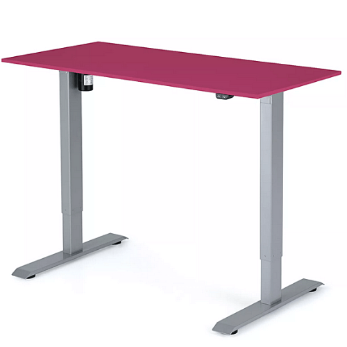 Höhenverstellbarer Tisch 1180x600x18 mm, Tischplatte Fuchsia Pink, 2-Segment-Tischbeine grau