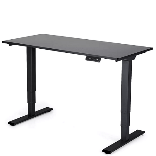 Höhenverstellbarer Tisch 1380x650x25 mm, Tischplatte schwarz, 3-Segment-Tischbeine schwarz