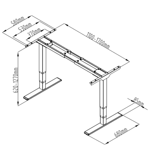 höhenverstellbarer Schreibtisch Liftor Vision Grau