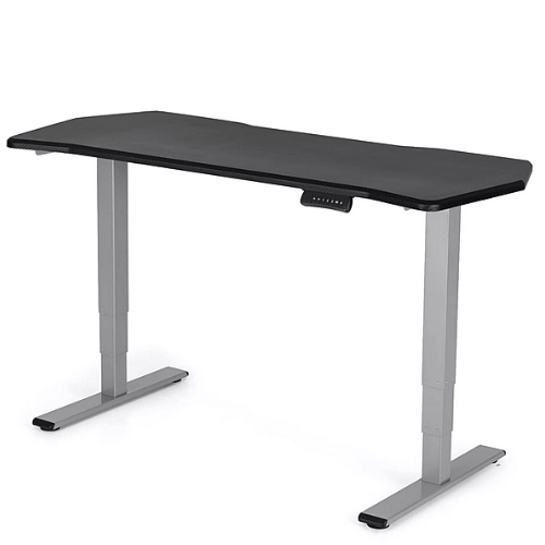Höhenverstellbarer Gaming-Tisch 1400x690x25 mm, Tischplatte Gaming Pro schwarz, 3-Segment-Tischbeine grau